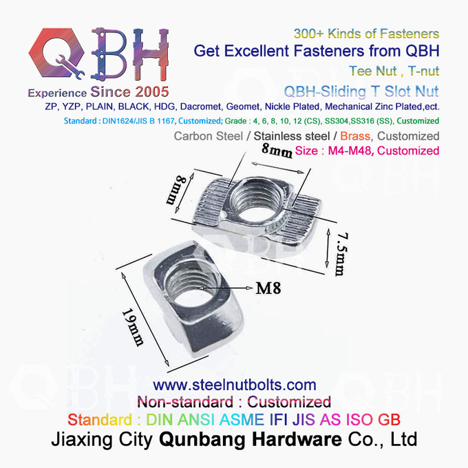 QBH 4040 সিরিজ ইন্ডাস্ট্রিয়াল অ্যালুমিনিয়াম ফ্রেম স্ট্রাকচার টি হ্যামার টাইপ টি-স্লট নাট স্লাইডিং টি-বাদাম 2